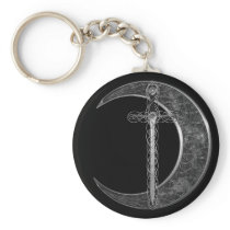 Grey Celtic Sword and Moon Key Chain