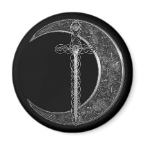 Grey Celtic Sword and Moon Magnets