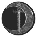 Grey Celtic Sword and Moon stickers by packratgraphics Grey Celtic Sword and Moon stickers