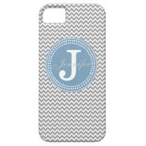 Grey Chevron & Baby Blue Monogram iPhone Case casemate cases