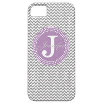 Grey Chevron & Lavender Monogram iPhone Case casemate cases