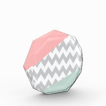 Grey Chevron  Mint and Coral Award
