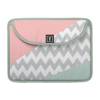 Grey Chevron - Mint and Coral Sleeves For MacBooks