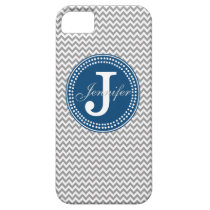Grey Chevron & Navy Blue Monogram iPhone Case casemate cases