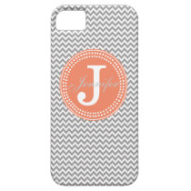 Grey Chevron & Orange Monogram iPhone Case casemate cases