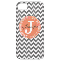 Grey Chevron & Orange Monogram iPhone Case casemate cases