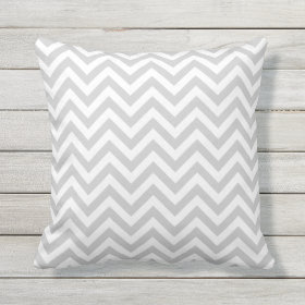 Grey chevron outdoor throw pillow | Custom color