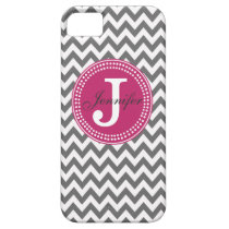 Grey Chevron & Pink Monogram iPhone Case casemate cases