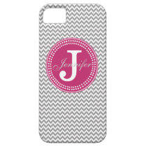 Grey Chevron & Pink Monogram iPhone Case casemate cases