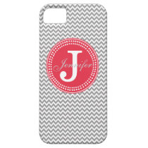 Grey Chevron & Red Monogram iPhone Case casemate cases