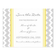 Grey Chevron Save the Date Wedding Postcards