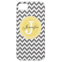 Grey Chevron & Yellow Monogram iPhone Case casemate cases