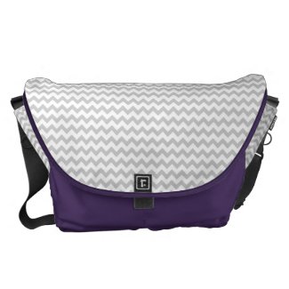 Grey Chevrons On White Amethyst Large Messenger Courier  Bags