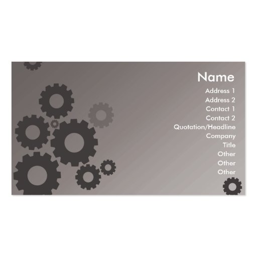 Grey Cogs - Business Business Card Template (front side)