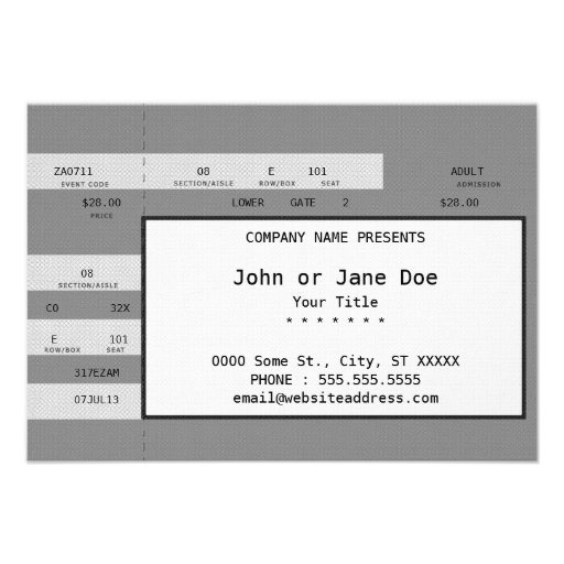 grey concert ticket invitations