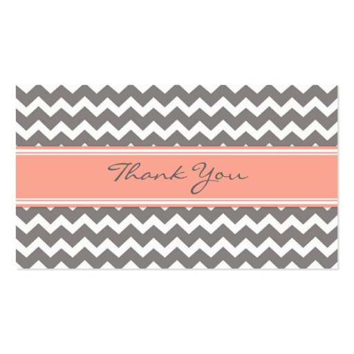 Grey Coral Chevron Wedding Favor Tags Business Card (back side)