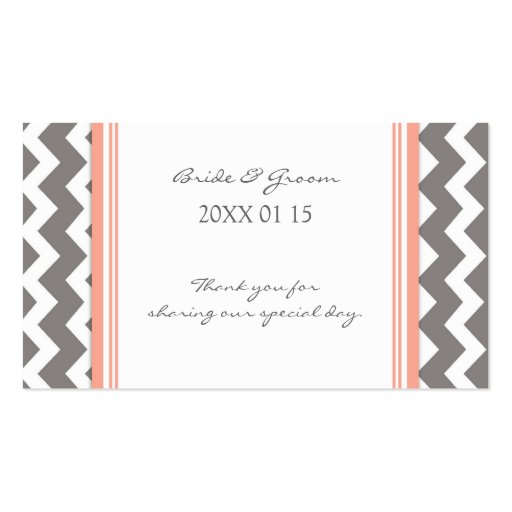 Grey Coral Chevron Wedding Favor Tags Business Card (front side)