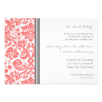 Grey Coral Wedding Vow Renewal Invitation