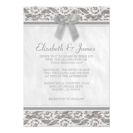 Grey Country Lace Wedding Invitations