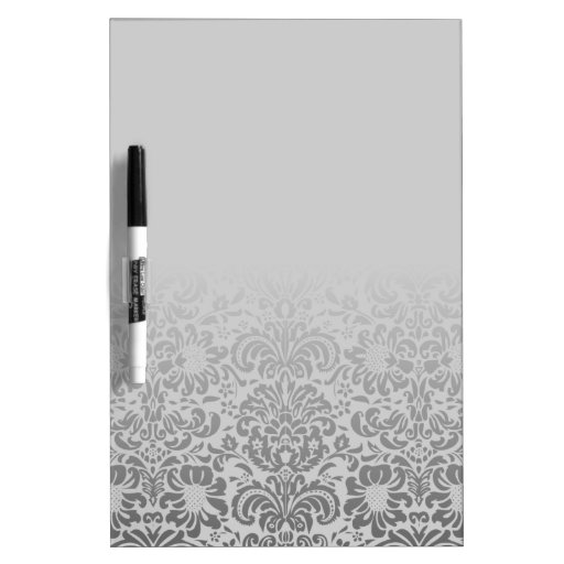 Grey Damask DryErase Board Zazzle