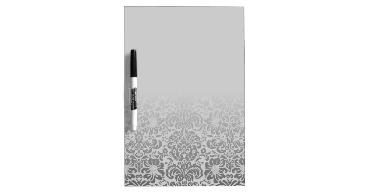 Grey Damask DryErase Board Zazzle
