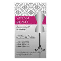 Grey Damask Fashion Dress Form Business Card Templates