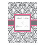 Grey Damask (pink) Wedding Invitation