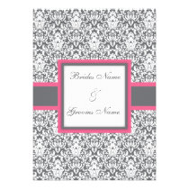 Grey Damask (pink) Wedding Invitation invitations