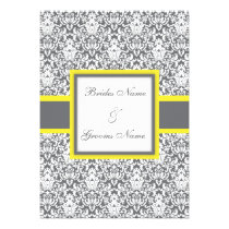 Grey Damask (yellow) Wedding Invitation invitations