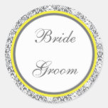 Grey Damask(yellow) Wedding Sticker