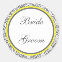 Grey Damask(yellow) Wedding Sticker stickers