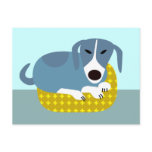 Grey Dog in Dog Bed Postcards