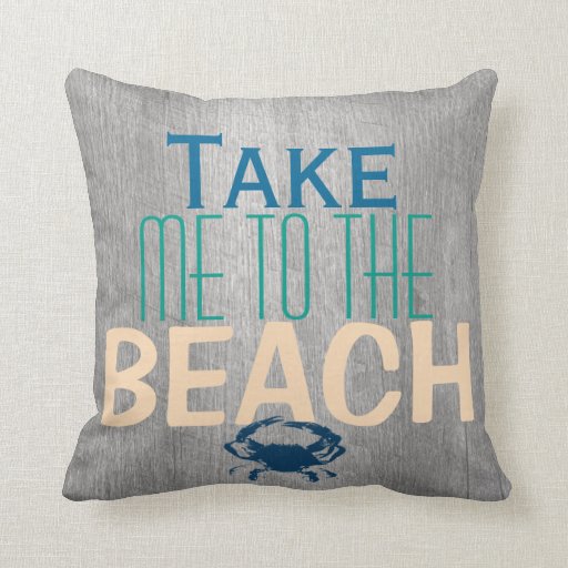Grey Driftwood Beach Blue Crab Throw Pillow Zazzle