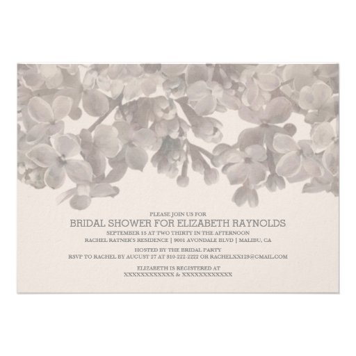 Grey Floral Bridal Shower Invitations