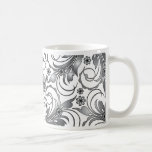 grey floral design mug