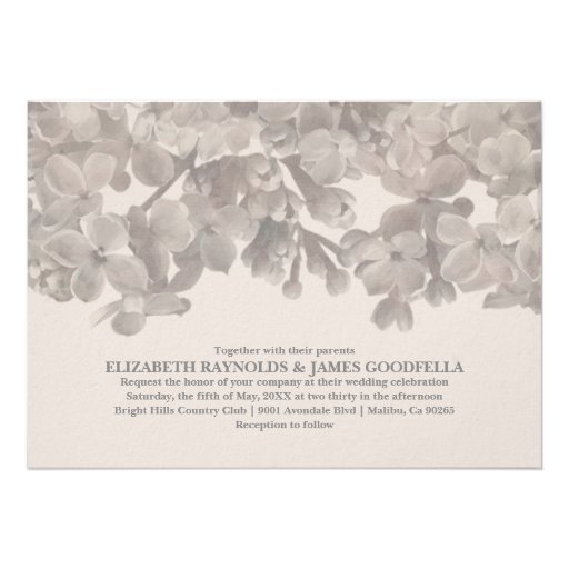 Grey Floral Wedding Invitations