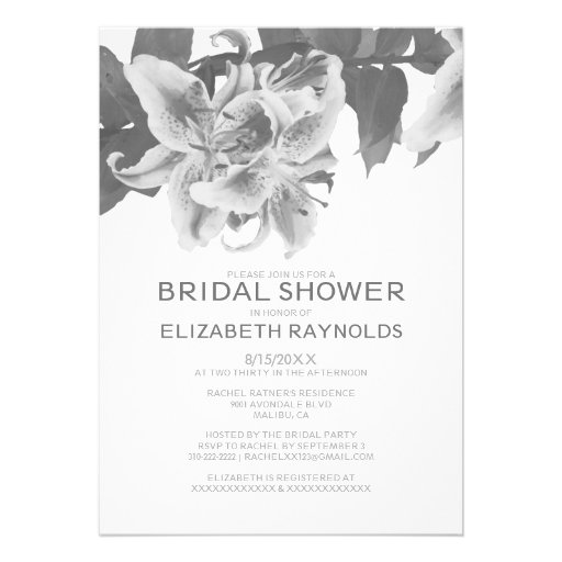 Grey Flower Bridal Shower Invitations