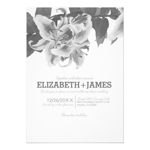 Grey Flower Wedding Invitations