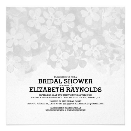Grey Flowers Bridal Shower Invitations