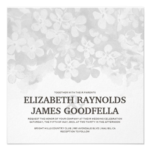 Grey Flowers Wedding Invitations