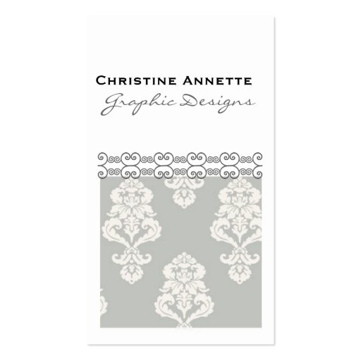 Grey Fluer Elegant Design Business Card (front side)