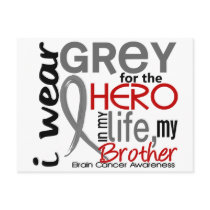 Grey For My Hero 2 Brother Brain Cancer Postcard