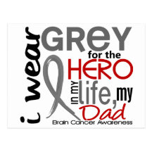 Grey For My Hero 2 Dad Brain Cancer Postcard