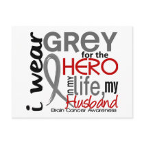 Grey For My Hero 2 Husband Brain Cancer Post Card