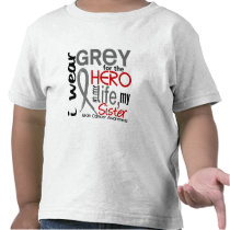 Grey For My Hero 2 Sister Brain Cancer Shirts