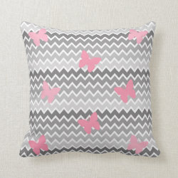 Grey Gray Ombre Pink Butterfly Pillow