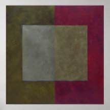 grey, green on red print