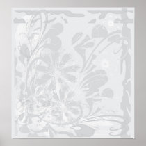 grey grunge camomiles poster