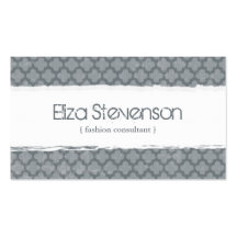Grey Grunge Quatrefoil Consultant Business Card