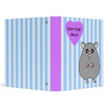 Grey Hamster Heart and Stripes Blue Purple Binder